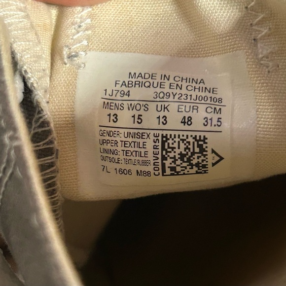 Men’s Converse Charcoal Canvas Sneakers Chuck Taylor’s size 13 - Picture 7 of 7